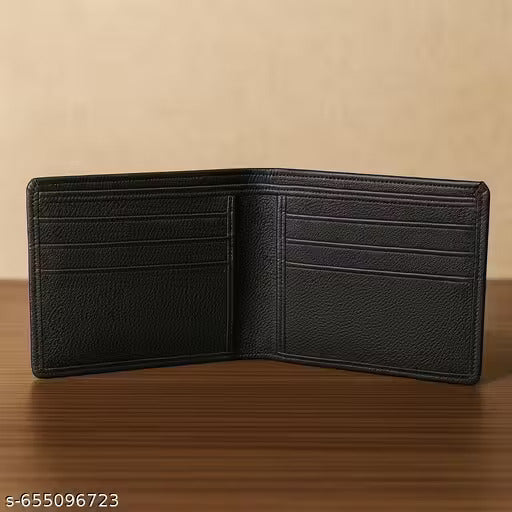 Black Leather Wallet for Men – Classic Slim Bifold Wallet with Card & Cash Slots
