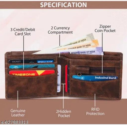 Brown Distressed Leather Wallet for Men – Classic Slim Bifold Wallet with Card & Cash Slots