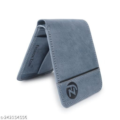 Grey Slim Leather Wallet for Men – Minimalist Bifold Wallet with Card Slots